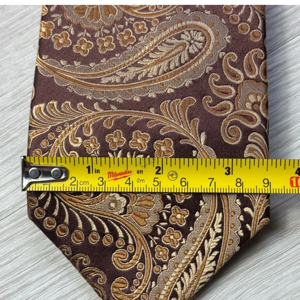 Sean John Mens‎ Paisley Silk Blend Tie Brown Gold Formal Business Fashion